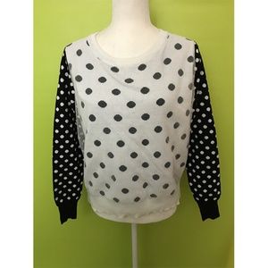 Kling Black White Dots Outer Sweater Knit Top Sz 3